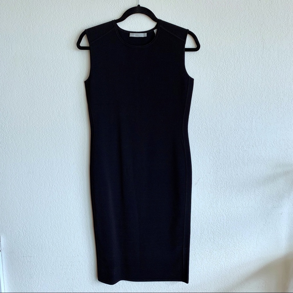 Vince Knit Tank Midi Dress in Black